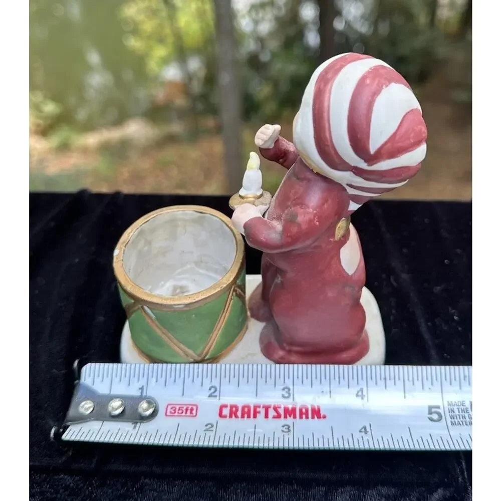 Vintage 1978 Jasco Christmas Luvkins Porcelain Candle Holder Cute! S64